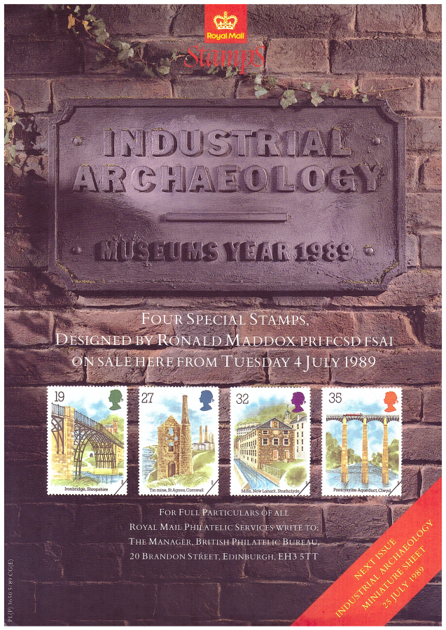 (image for) 1989 Industrial Archaeology Post Office A4 poster. PL(P) 3650 5/89 CG(E).